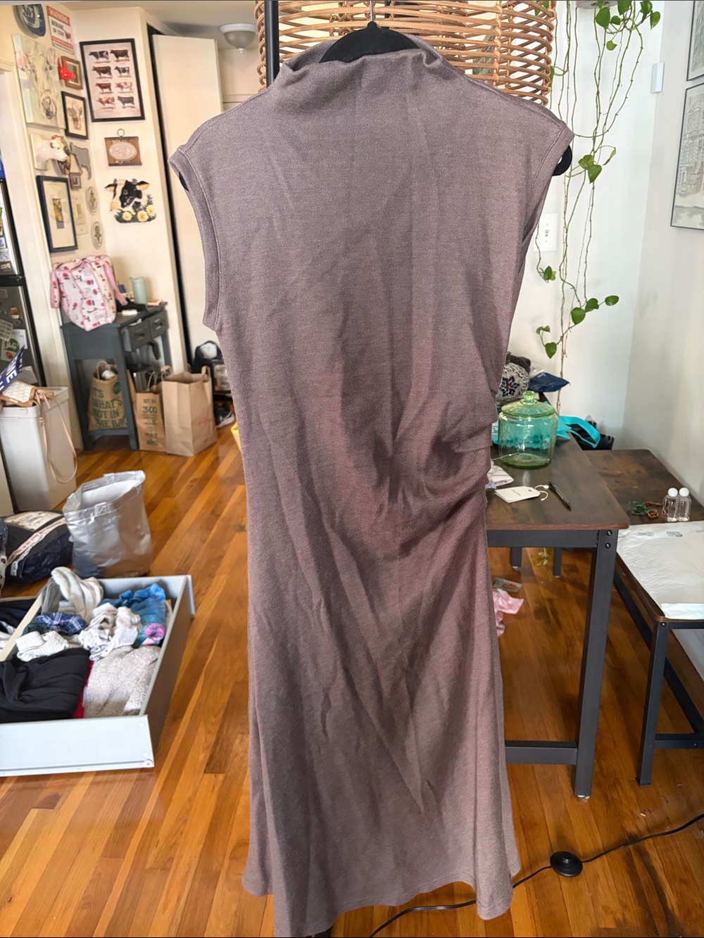 OGL Sleeveless Knit Midi Dress in Taupe
